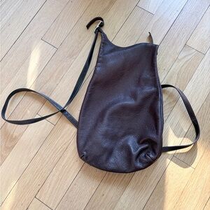 Vintage slim profile leather backpack